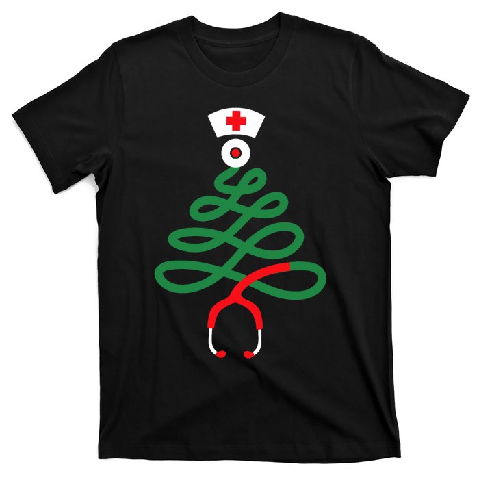 Stethoscope Christmas Tree Nursing Funny Nurse Rn Lpn Squad T-Shirt