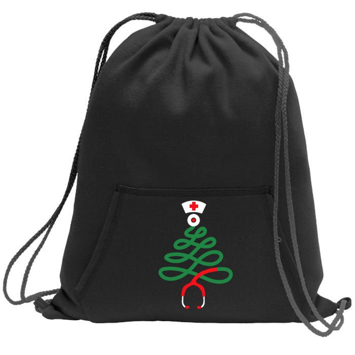 Stethoscope Christmas Tree Nursing Funny Nurse Rn Lpn Squad Sweatshirt Cinch Pack Bag