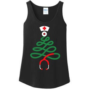 Stethoscope Christmas Tree Nursing Funny Nurse Rn Lpn Squad Ladies Essential Tank