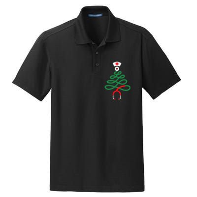 Stethoscope Christmas Tree Nursing Funny Nurse Rn Lpn Squad Dry Zone Grid Polo