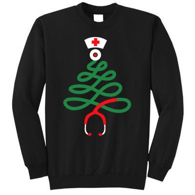 Stethoscope Christmas Tree Nursing Funny Nurse Rn Lpn Squad Tall Sweatshirt