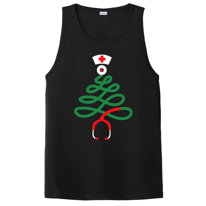 Stethoscope Christmas Tree Nursing Funny Nurse Rn Lpn Squad PosiCharge Competitor Tank