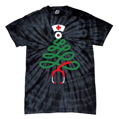 Stethoscope Christmas Tree Nursing Funny Nurse Rn Lpn Squad Tie-Dye T-Shirt