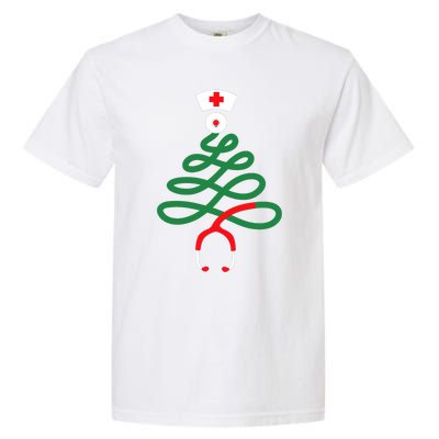 Stethoscope Christmas Tree Nursing Funny Nurse Rn Lpn Squad Garment-Dyed Heavyweight T-Shirt