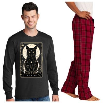 Star Cat Tarot Card For Tarot Cat Lovers Long Sleeve Pajama Set