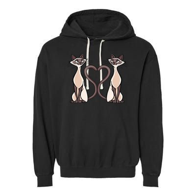 Siamese Cat Twins Cute Garment-Dyed Fleece Hoodie