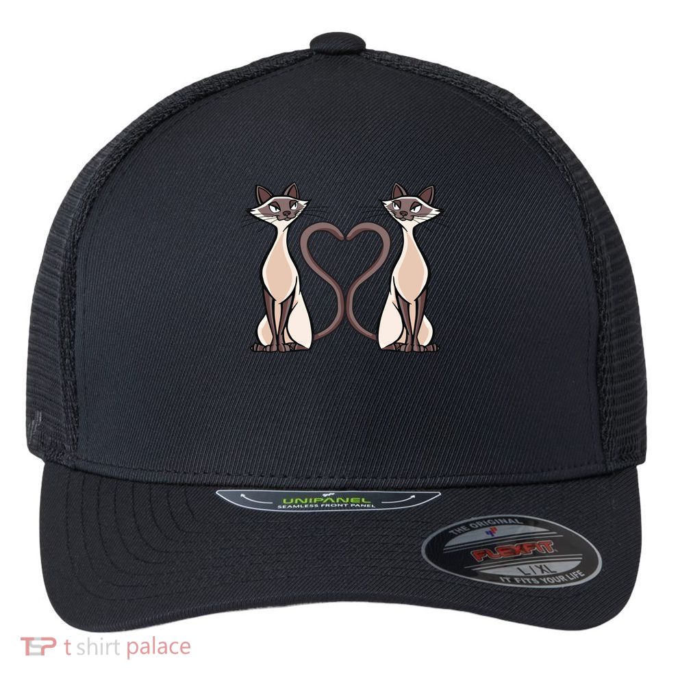 Siamese Cat Twins Cute Flexfit Unipanel Trucker Cap