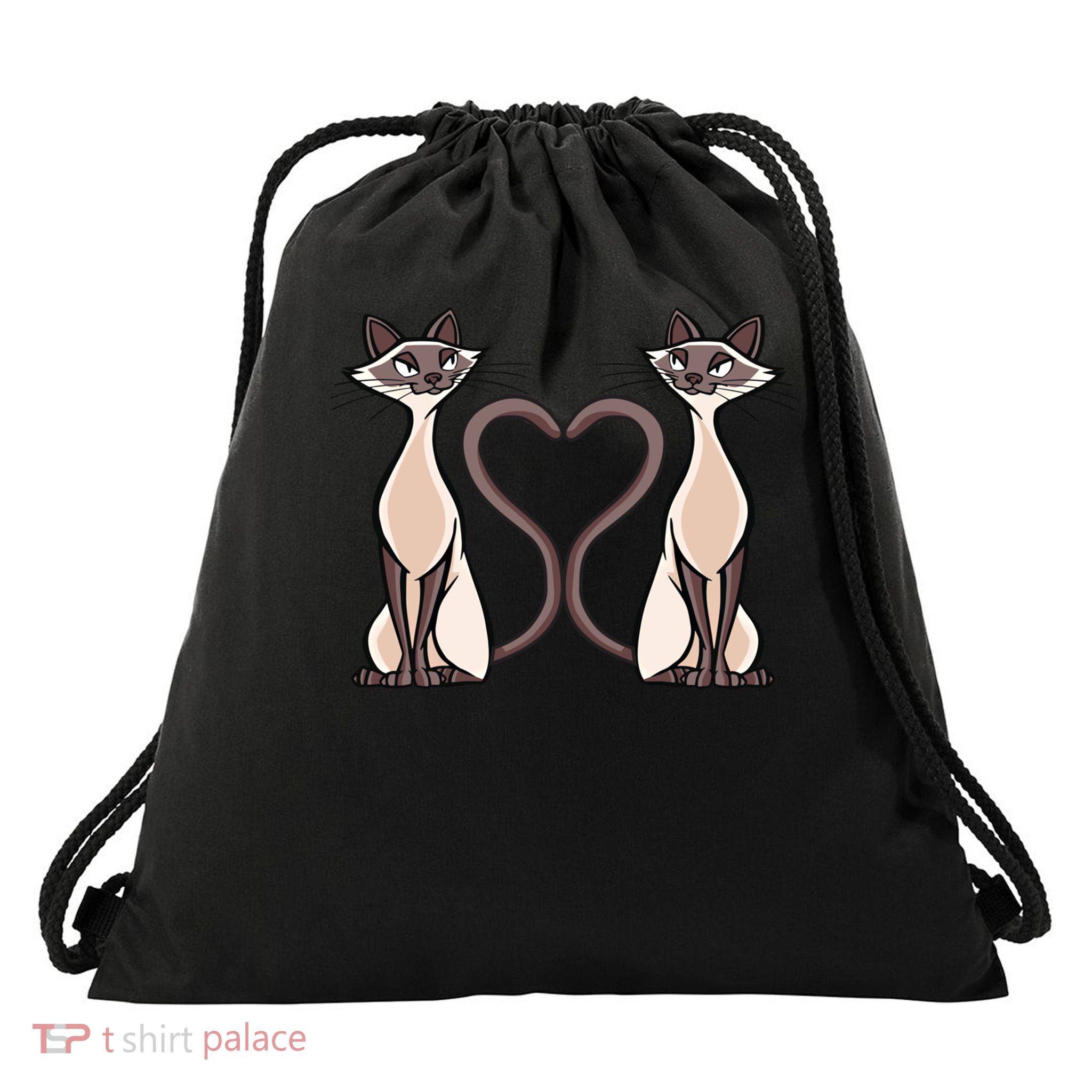 Siamese Cat Twins Cute Drawstring Bag