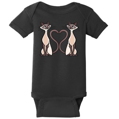 Siamese Cat Twins Cute Baby Bodysuit