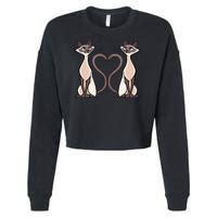 Siamese Cat Twins Cute Cropped Pullover Crew