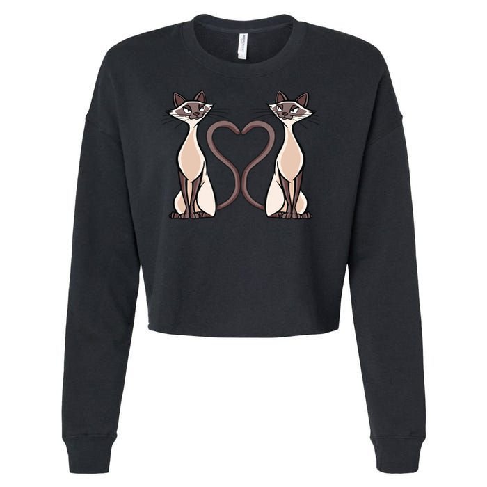 Siamese Cat Twins Cute Cropped Pullover Crew
