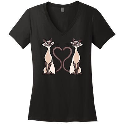 Siamese Cat Twins Cute Women's V-Neck T-Shirt