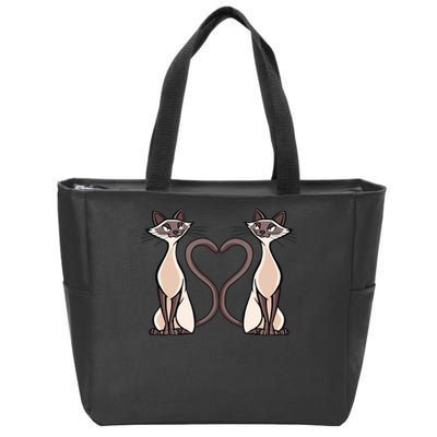 Siamese Cat Twins Cute Zip Tote Bag