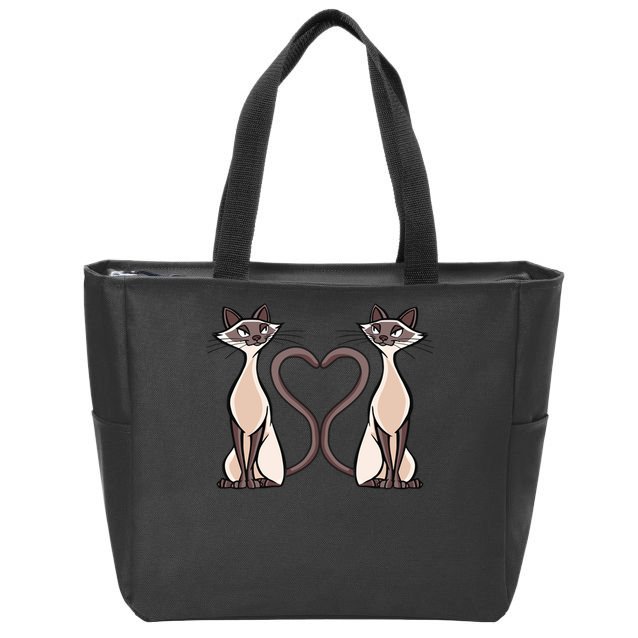 Siamese Cat Twins Cute Zip Tote Bag