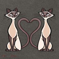 Siamese Cat Twins Cute Cotton Canvas Backpack