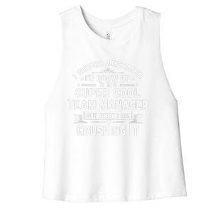 Super Cool Team Manager Funny Baseball Soccer Gift Women's Racerback Cropped Tank