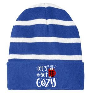 S Christmas Tees LetS Get Cozy Funny Christmas Gift Striped Beanie with Solid Band