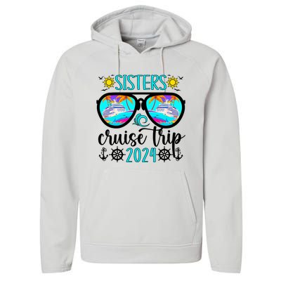 Sisters Cruise Trip 2024 Vacation Travel Sisters Cruising Performance Fleece Hoodie