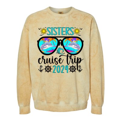 Sisters Cruise Trip 2024 Vacation Travel Sisters Cruising Colorblast Crewneck Sweatshirt