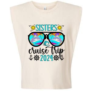 Sisters Cruise Trip 2024 Vacation Travel Sisters Cruising Garment-Dyed Women's Muscle Tee