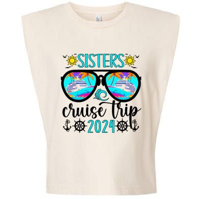 Sisters Cruise Trip 2024 Vacation Travel Sisters Cruising Garment-Dyed Women's Muscle Tee