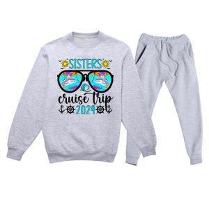 Sisters Cruise Trip 2024 Vacation Travel Sisters Cruising Premium Crewneck Sweatsuit Set