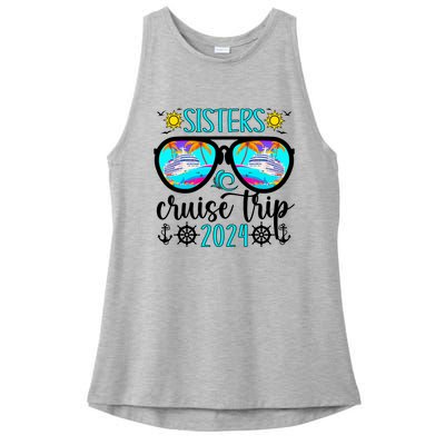 Sisters Cruise Trip 2024 Vacation Travel Sisters Cruising Ladies PosiCharge Tri-Blend Wicking Tank