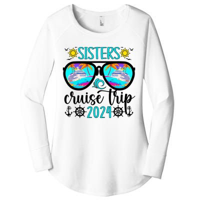 Sisters Cruise Trip 2024 Vacation Travel Sisters Cruising Women's Perfect Tri Tunic Long Sleeve Shirt