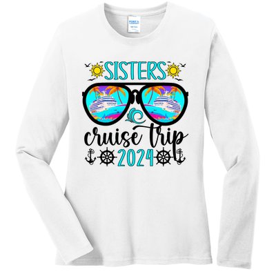 Sisters Cruise Trip 2024 Vacation Travel Sisters Cruising Ladies Long Sleeve Shirt