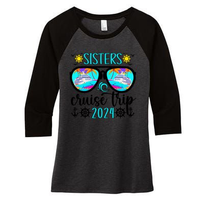 Sisters Cruise Trip 2024 Vacation Travel Sisters Cruising Women's Tri-Blend 3/4-Sleeve Raglan Shirt