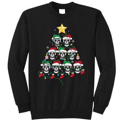 Skull Christmas Tree Pajama Cool Skeleton Santa Hat Sweatshirt