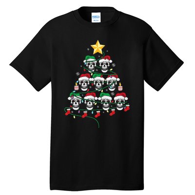 Skull Christmas Tree Pajama Cool Skeleton Santa Hat Tall T-Shirt