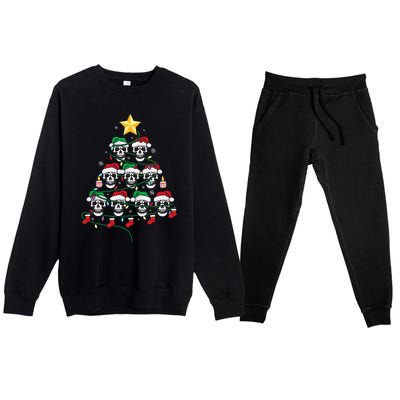 Skull Christmas Tree Pajama Cool Skeleton Santa Hat Premium Crewneck Sweatsuit Set