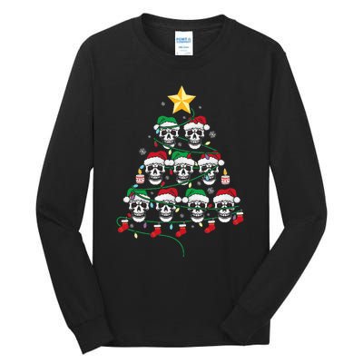 Skull Christmas Tree Pajama Cool Skeleton Santa Hat Tall Long Sleeve T-Shirt