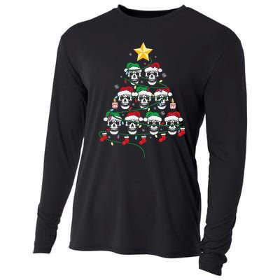 Skull Christmas Tree Pajama Cool Skeleton Santa Hat Cooling Performance Long Sleeve Crew