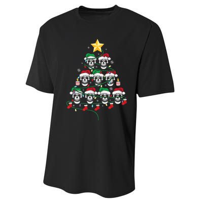 Skull Christmas Tree Pajama Cool Skeleton Santa Hat Performance Sprint T-Shirt