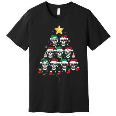 Skull Christmas Tree Pajama Cool Skeleton Santa Hat Premium T-Shirt