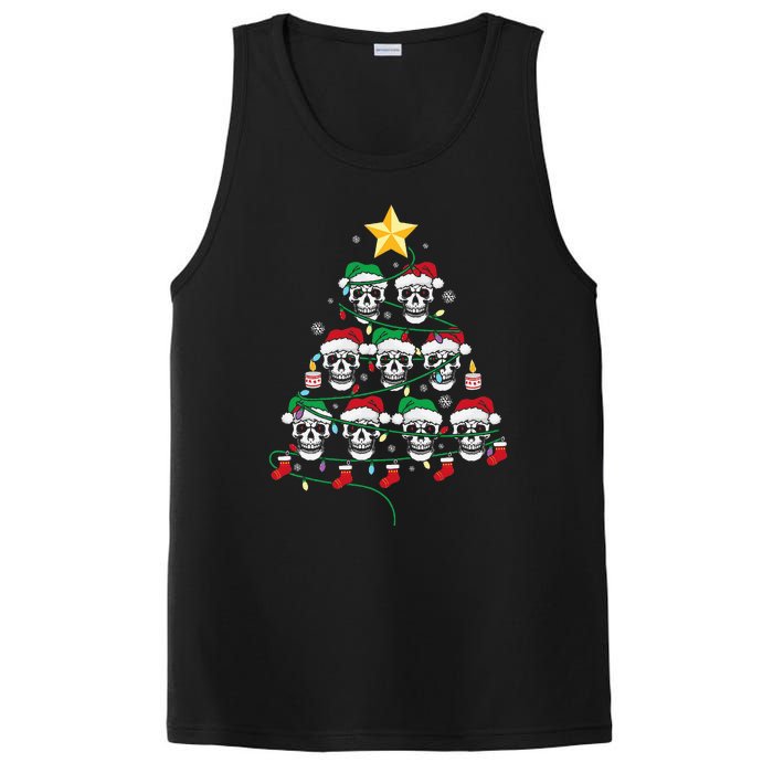 Skull Christmas Tree Pajama Cool Skeleton Santa Hat PosiCharge Competitor Tank