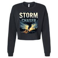 Storm Chaser Tornado Picture Weather Meteorologist Cropped Pullover Crew