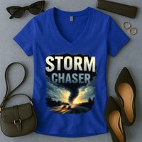 Storm Chaser Tornado Picture Weather Meteorologist Women's V-Neck T-Shirt