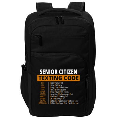 Senior Citizen Texting Code Funny Impact Tech Backpack