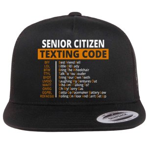 Senior Citizen Texting Code Funny Flat Bill Trucker Hat