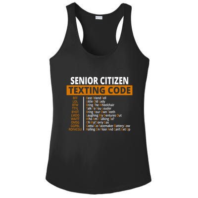 Senior Citizen Texting Code Funny Ladies PosiCharge Competitor Racerback Tank