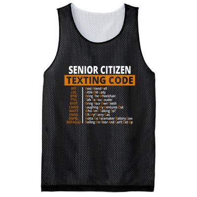 Senior Citizen Texting Code Funny Mesh Reversible Basketball Jersey Tank