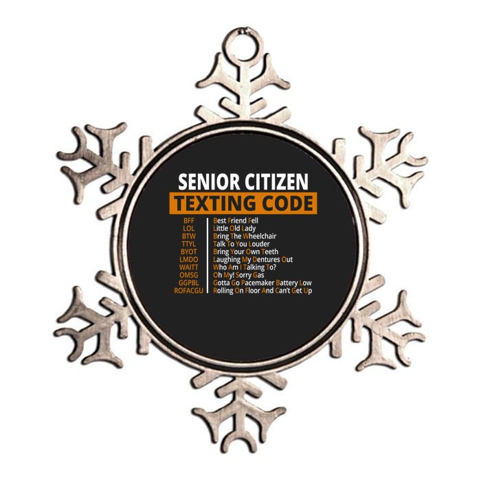 Senior Citizen Texting Code Funny Metallic Star Ornament