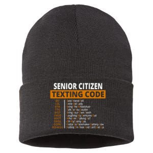 Senior Citizen Texting Code Funny Sustainable Knit Beanie