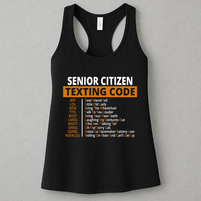 Senior Citizen Texting Code Funny Womens Tank Top