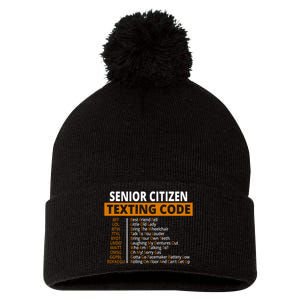 Senior Citizen Texting Code Funny Pom Pom 12in Knit Beanie