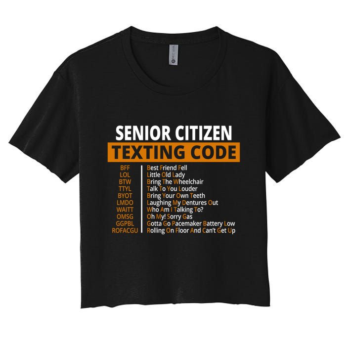 Senior Citizen Texting Code Funny Crop Top