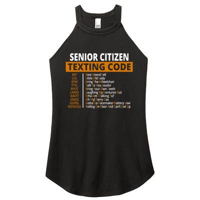 Senior Citizen Texting Code Funny Women's Perfect Tri Rocker Tank